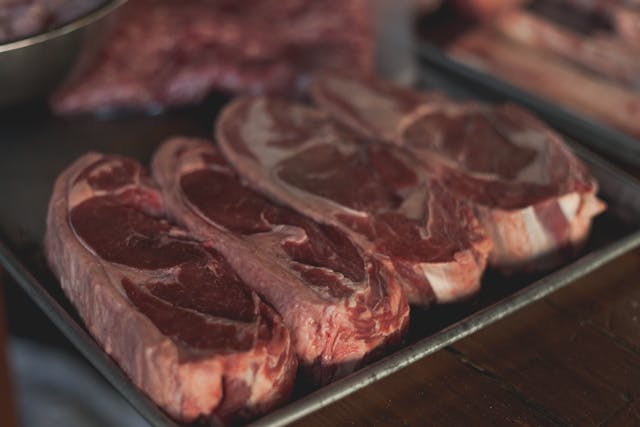 Meat in a pan