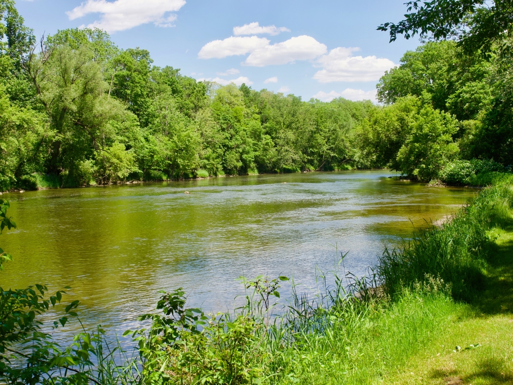 Flint River on a spring morning. Flushing Michigan