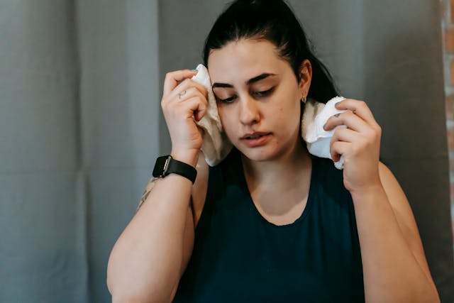 sweating woman