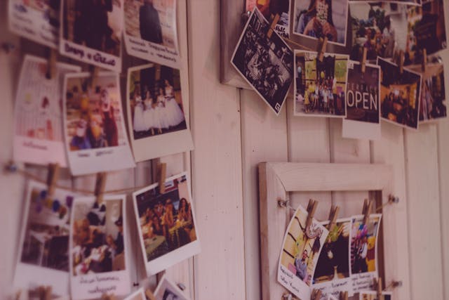 photos on a wall