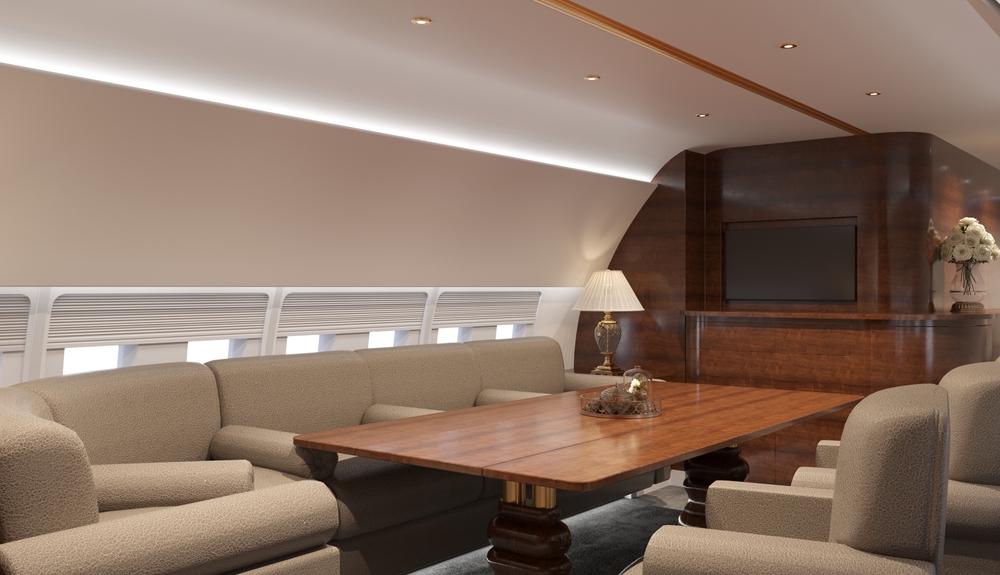 elegant seating area on a private jet