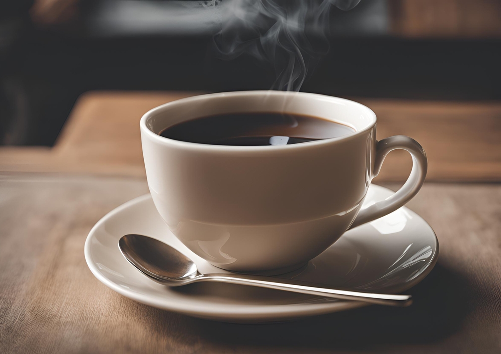 A cup of coffee, hot coffee.
