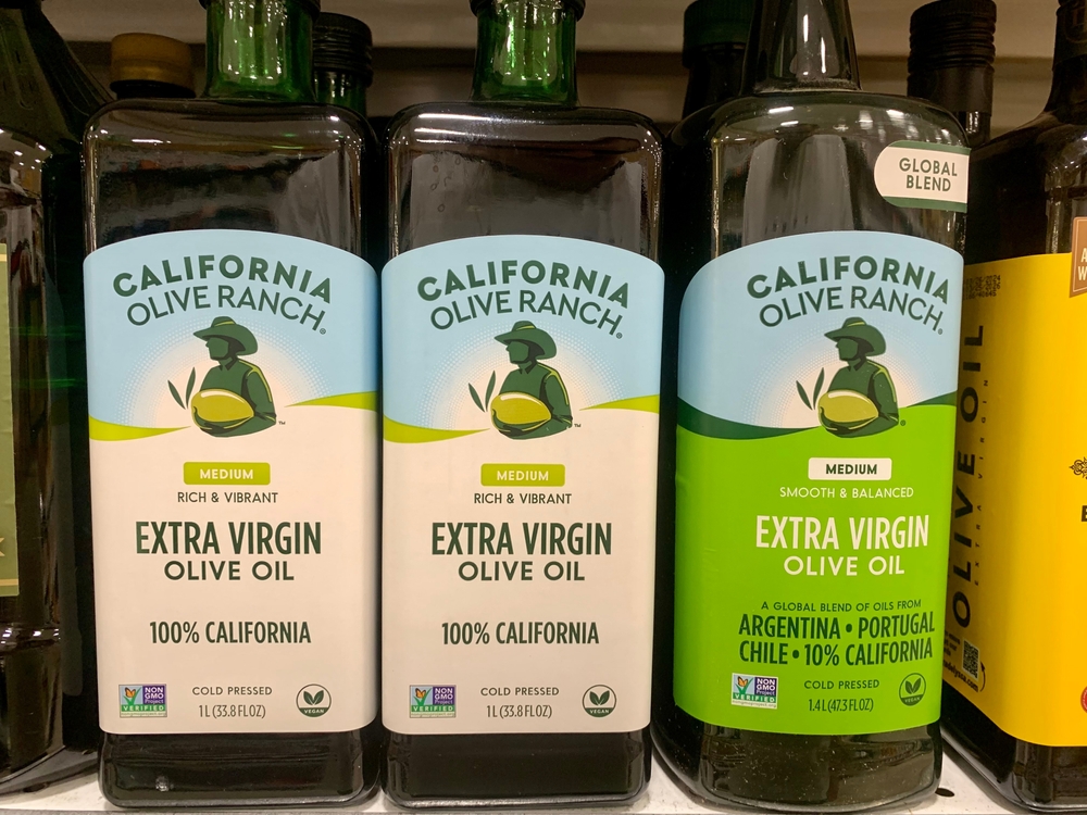 Boca Raton, FL USA - September 14, 2024: A close-up of California Olive Ranch extra virgin olive oil. 