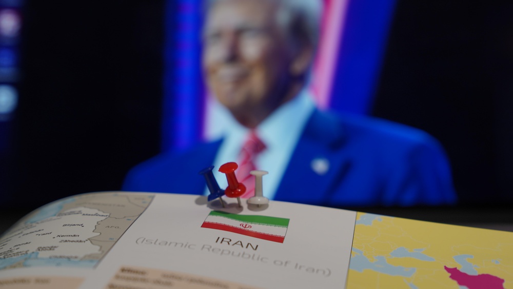 Bosnia and Hercegovina, Travnik, 13.01.2025:  Concept of America and Iran conflict, Iran showed on the map 