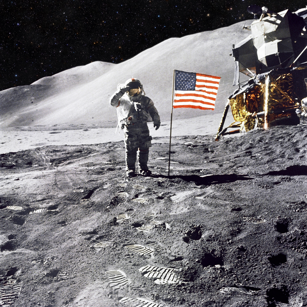 Astronaut on lunar (moon) landing mission. Elements of this image furnished by NASA.