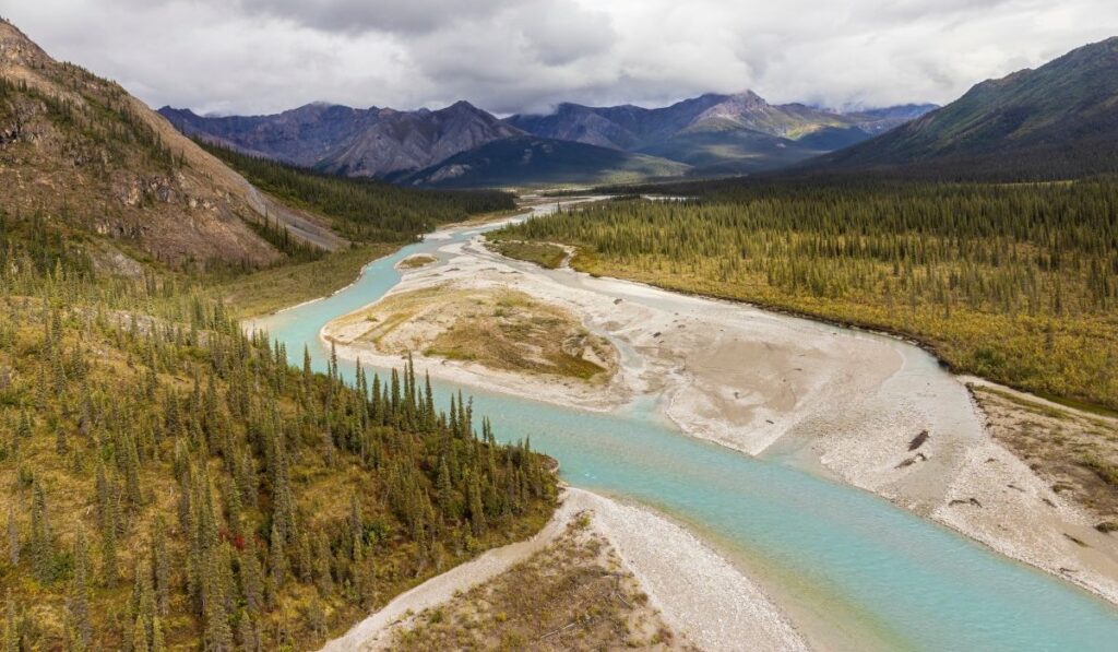 Beautiful landscape view of Gates of the Arctic National Park in northern Alaska.