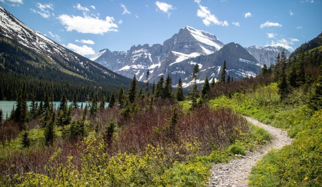 Grinnell mountain surround by lake Josephine and grinnell lake, Glacier national park, Montana, USA