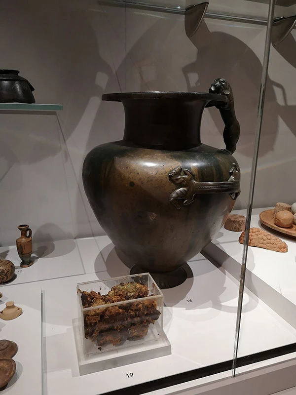 Bronze jar at the Ashmolean Museum. In it, a mysterious substance thought to be honey