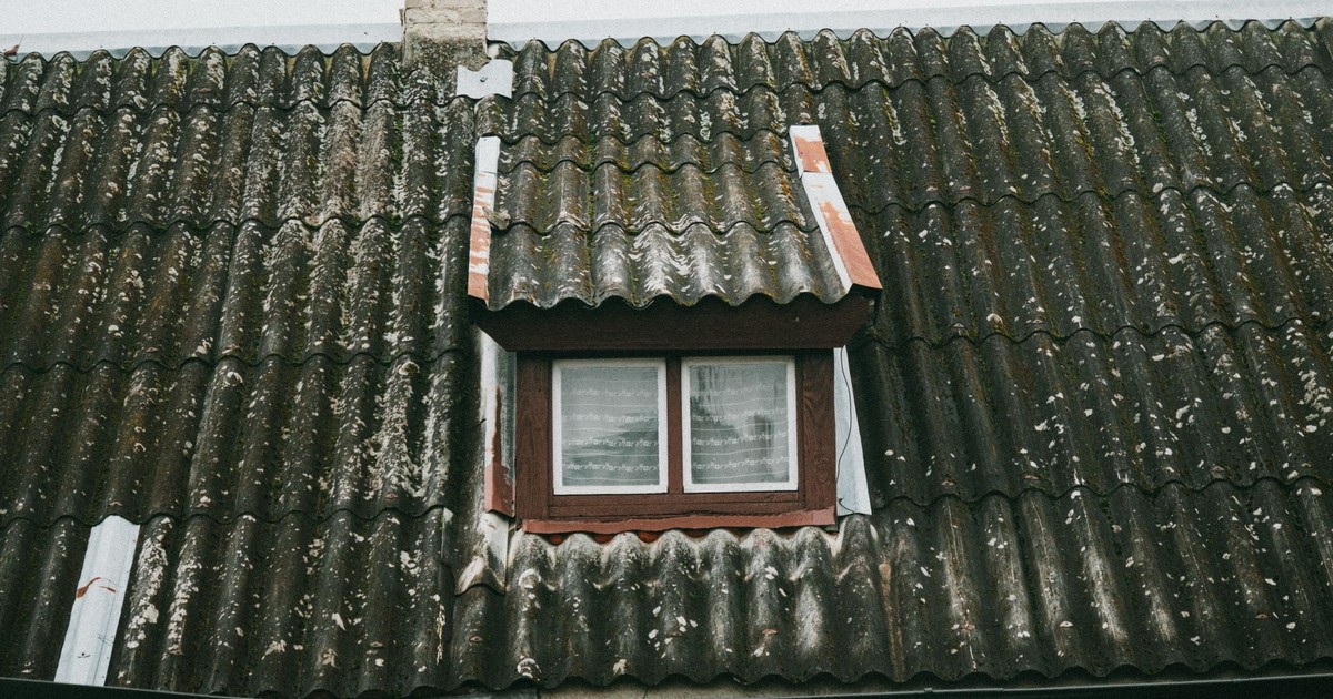 Detailed view of a moss-covered roof with a small window in rural Poland, capturing rustic charm.