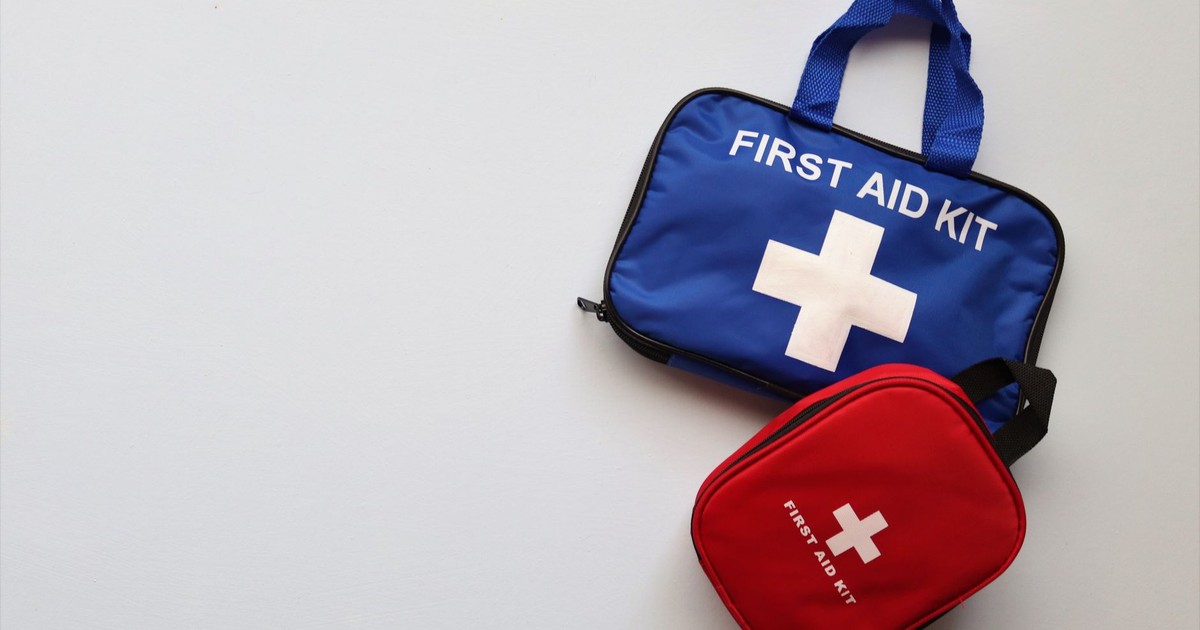 Two first aid kits on a white background with ample copy space.