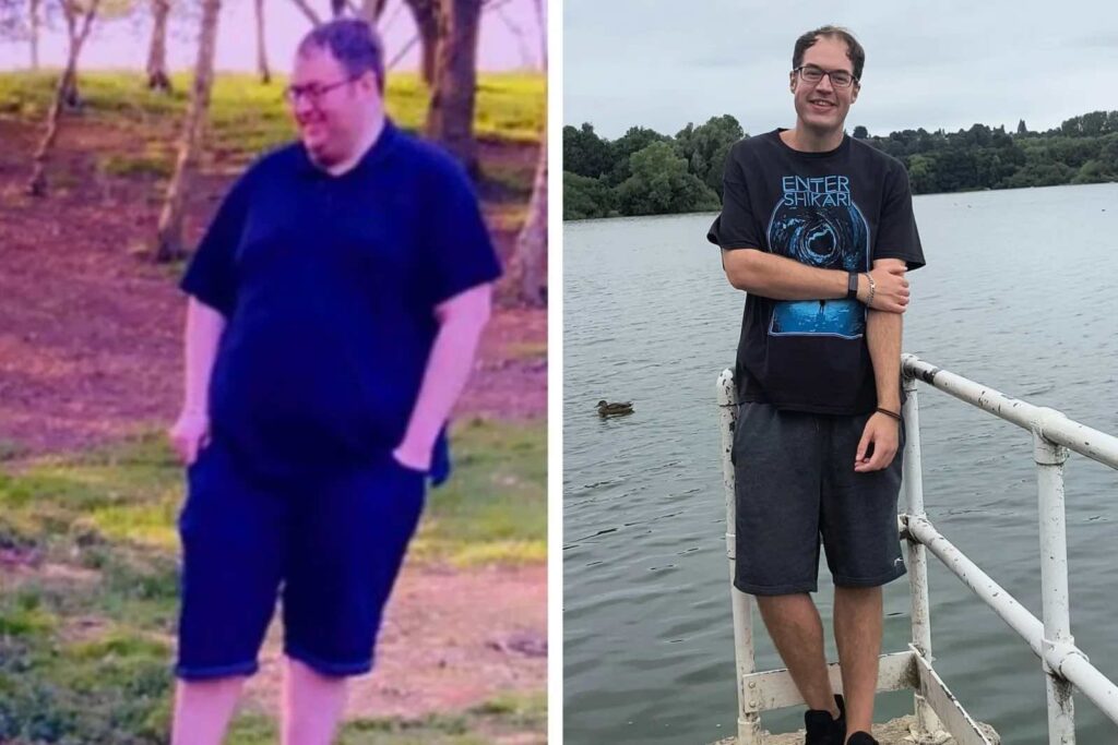 Anthony Piccaver before (left) and after weight loss (right). Image Credit: Anthony Piccaver