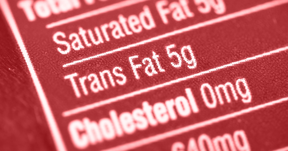 Nutritional label with focus on high Trans Fats.