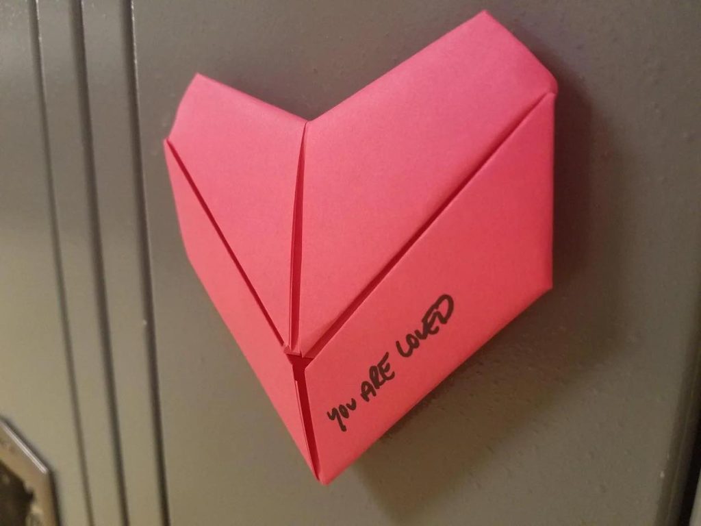 heart shaped valentine on a locker